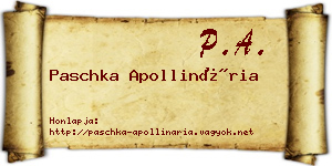 Paschka Apollinária névjegykártya